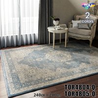 東リ ラグ TOR4804Q-4805Q　240cm×240cm  悠久の美を感じさせるヴィンテージ調のメダリオンパターンラグ。緻密に織り上げているからこそ表現できる繊細なかすれた風合いがグレード感を演出します。