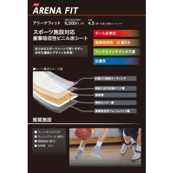 東リ アリーナフィット 体育館・スポーツ施設向け衝撃吸収性ビニル床シ…