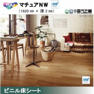 画像1: 東リ 遮音性複層ビニル床シート　マチュアＮＷ（10cm単位での販売） 1820mm（厚2mm）ワックスメンテナンス不要。高意匠ファッションシートの「マチュア」にノーワックス機能を追加。かんたんお掃除でキレイが長持ち。