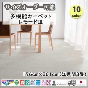 画像1: 東リ  日本製　多機能カーペット 【レモード3　3畳】ラグ/抗菌/防炎/防ダニ/子供/ペット/絨毯/静電/カーペット(ホットカーペット/床暖房/春夏秋冬用/オールシーズン/じゅうたん/ラグ/遊び毛無し ★送料無料（北海道沖縄離島除く）