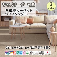 東リ  日本製　多機能カーペット 【ツイスタングル　4.5畳】ウールラグ/抗菌/防炎/防ダニ/子供/ペット/絨毯/静電/カーペット(ホットカーペット/床暖房/春夏秋冬用/オールシーズン/じゅうたん/ラグ/遊び毛無し ★送料無料（北海道沖縄離島除く）