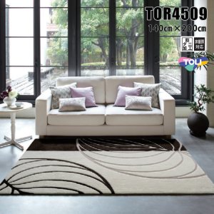 画像1: 東リ ラグ　TOR4509　 140cm×200cm　 上質さが感じられる落ち着いたトーンで統一したリーフ柄のラグ。