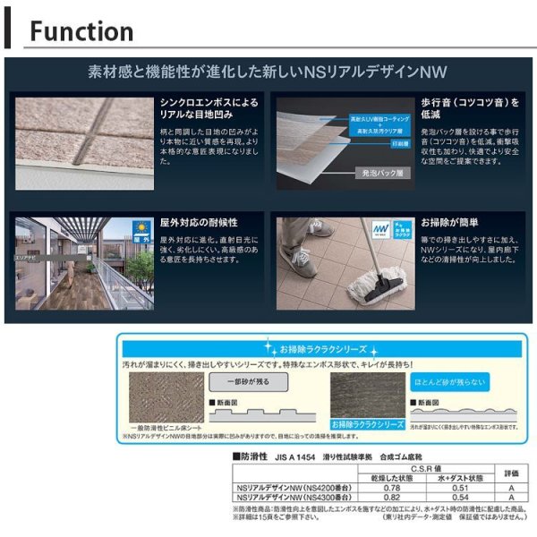 画像8: 【東リ】発砲複層ビニル床シート HS【NSリアルデザインNW】<br>(1m以上10cm単位での販売) 1820mm(厚2.5mm)<br> シンクロエンボスによる目地の凹みでリアルな風合いを演出した屋外対応の防滑性ノーワックスビニル床シート お掃除ラクラクシリーズ (8)