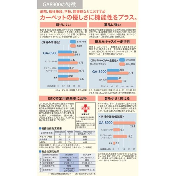 画像2: GA8900　東リ タイルカーペット  50cm×50cm　メンテナンス性と意匠性を向上。キャスター走行性にも優れ、医療・福祉施設や文教施設に最適。 (2)