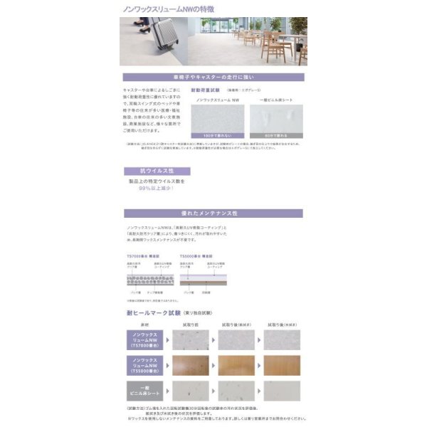 画像2: 東リ 複層ビニル床シートFS ノンワックスリュームNW（1m以上10cm単位での販売） 1820mm（厚2mm） (2)