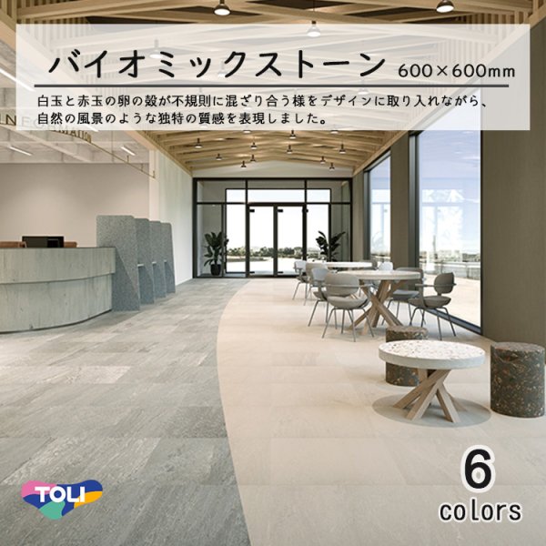 画像1: 東リ　コンポジションビニル床タイル<br>バイオミックストーン (厚さ3mm) ケース(8枚)  600mm×600mm (1)