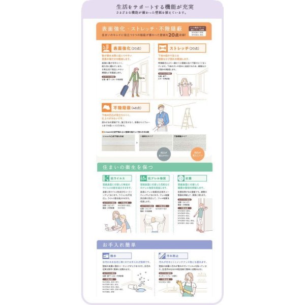 画像2: 東リ 住まいの壁紙100選【生活をサポートする機能性壁紙】　抗ウィルス　抗菌　抗アレル物質　壁紙表面強化 (2)