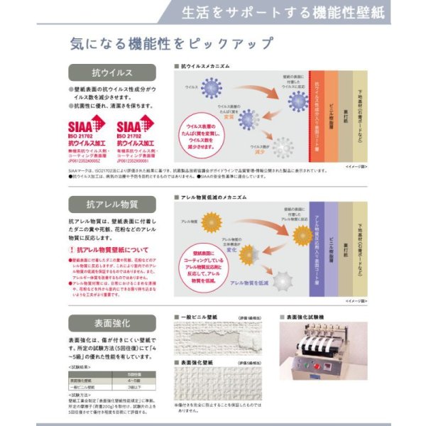 画像3: 東リ 住まいの壁紙100選【生活をサポートする機能性壁紙】　抗ウィルス　抗菌　抗アレル物質　壁紙表面強化 (3)