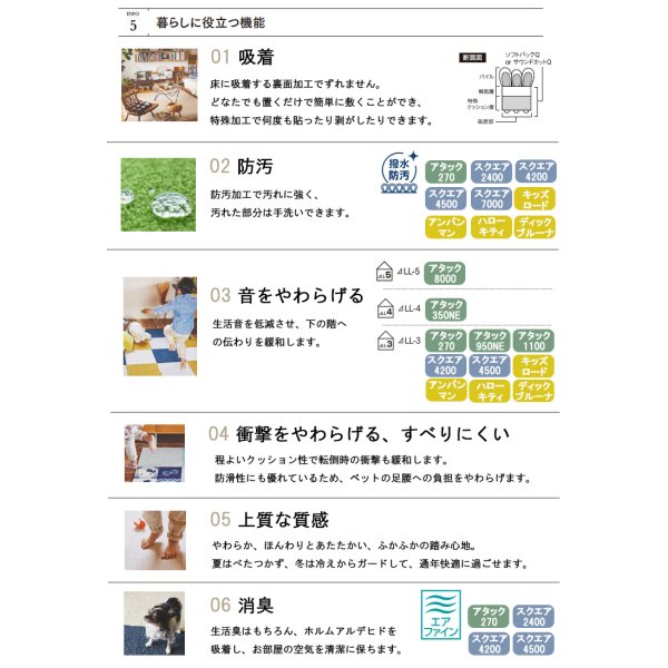 画像9: 【送料無料】 東リ タイルカーペット ファブリックフロア  アタック350NE リップルパレットネオ AK350NE 床暖  洗える 防ダニ 横ズレしない 置くだけ 日本製 40cm×40cm (9)