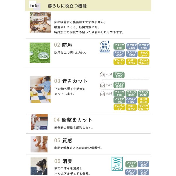 画像9: 【送料無料】東リ 洗える 横ズレしない 置くだけ ずれない ペット対応 タイルカーペット ファブリックフロア アタック1100 AK1100 スフレニット 40cm×40cm 防ダニ  床暖 手洗いOK 日本製 (9)