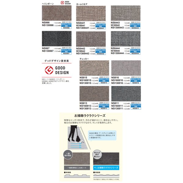 画像3: 【東リ】 複層ビニル床シート NSシート NS800（1m以上10cm単位での販売） 1820mm（厚2.5mm）FS 多彩なデザインと完全屋外仕様を併せ持つ、防滑性ビニル床シートの定番商品。 (3)