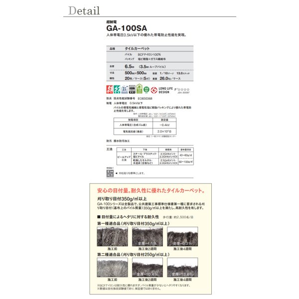 画像3: 東リ GA100SA 50cm×50cm<br>超制電・撥水・撥油・防炎・制電・防汚<br>人体耐電圧0.5Kv以下の優れた帯電防止性能を実現。★送料無料（北海道、沖縄県、離島は除きます） (3)