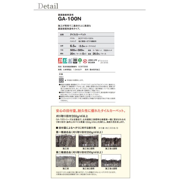 画像3: GA100N 東リ のりつき タイルカーペット GA100N 50cm×50cm 施工が簡易で二重床の上に最適な裏面接着剤塗布タイプ。★送料無料（北海道、沖縄県、離島は除きます） (3)