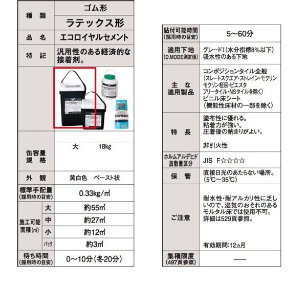 画像2: 【東リ】 エコロイヤルセメント ERC-L 18kg はけ付 汎用性のある経済的な接着剤 (2)